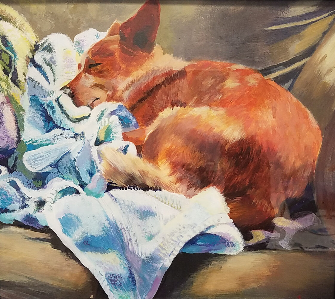 Happiness if a Pile of Warm Towels by Christine Kellerman, Acrylic