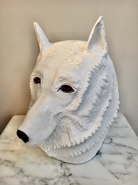White Wolf by Ray Ethier, Wood Sculpture