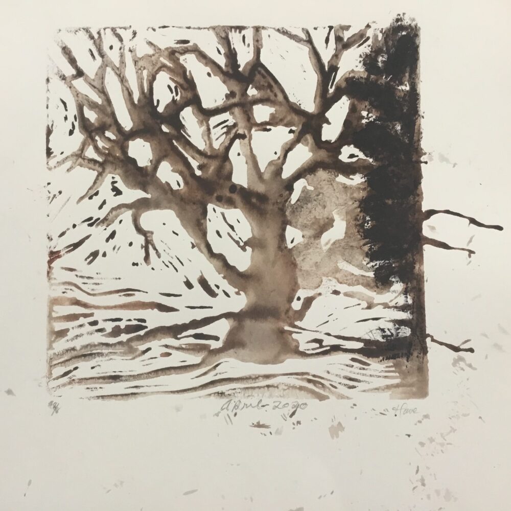 April Apple Tress by Mandy Howe Linoleum Block Print