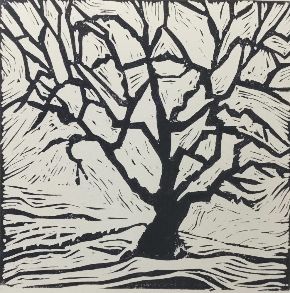 February Apple Tree by Mandy Howe Linoleum Block Print