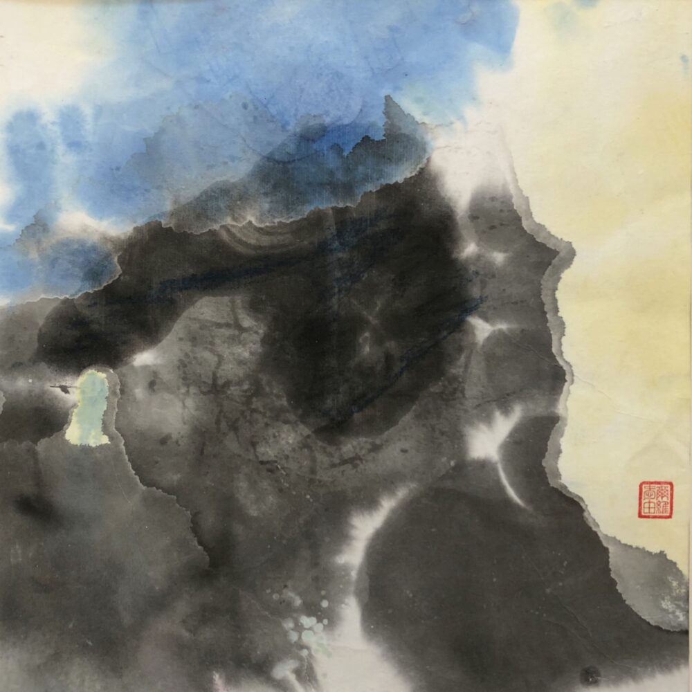 Sharp Cliff by Catherine Mansell Encaustic monoprints_sumi-e ink on rice paper