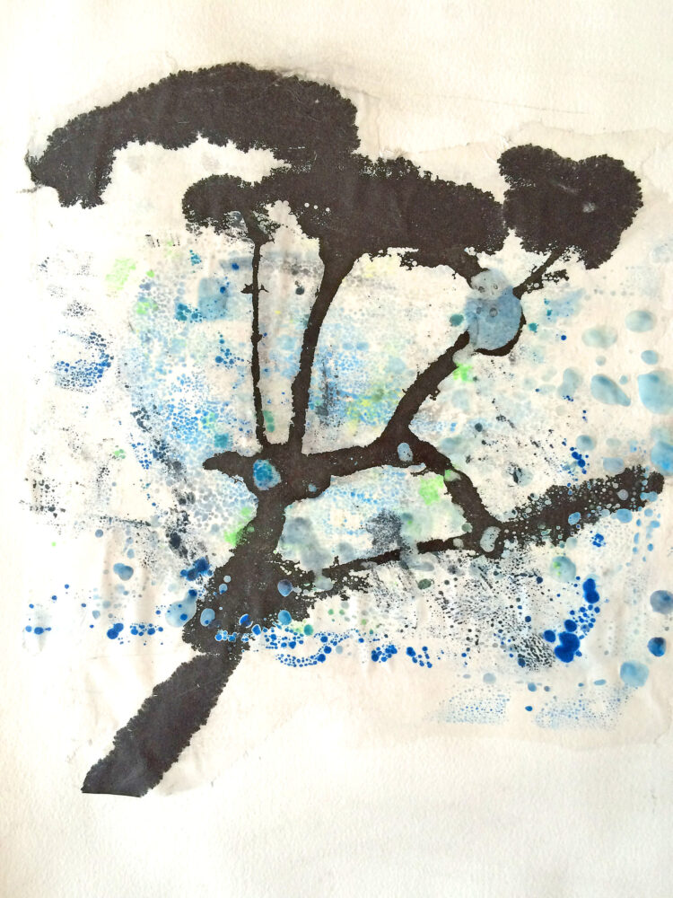 Tree Reflections by Catherine Mansell Encaustic monoprints_sumi-e ink on rice paper