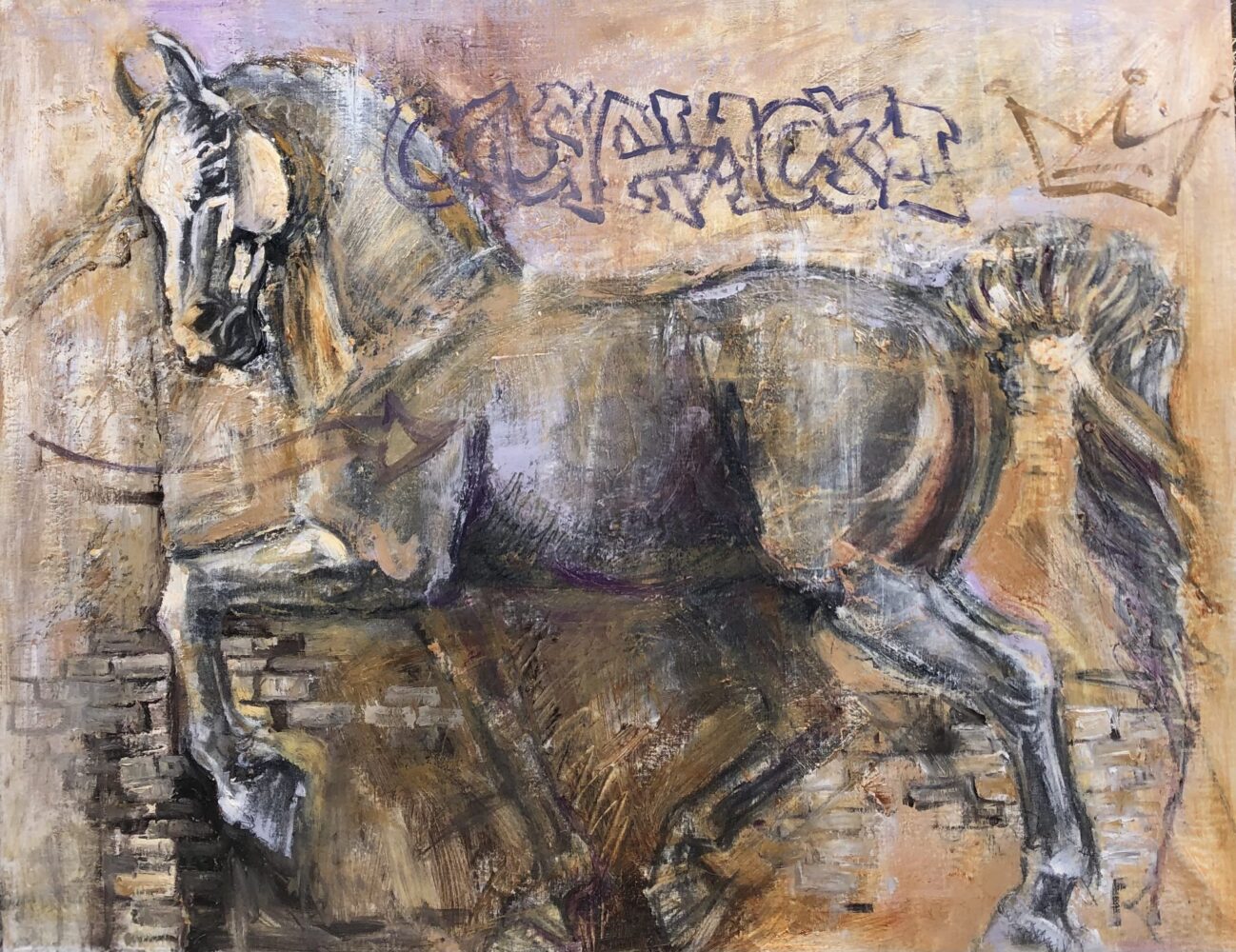 Leonardo_s Horse by Betsey MacDonald – Cold Wax, Oil _ Charcoal