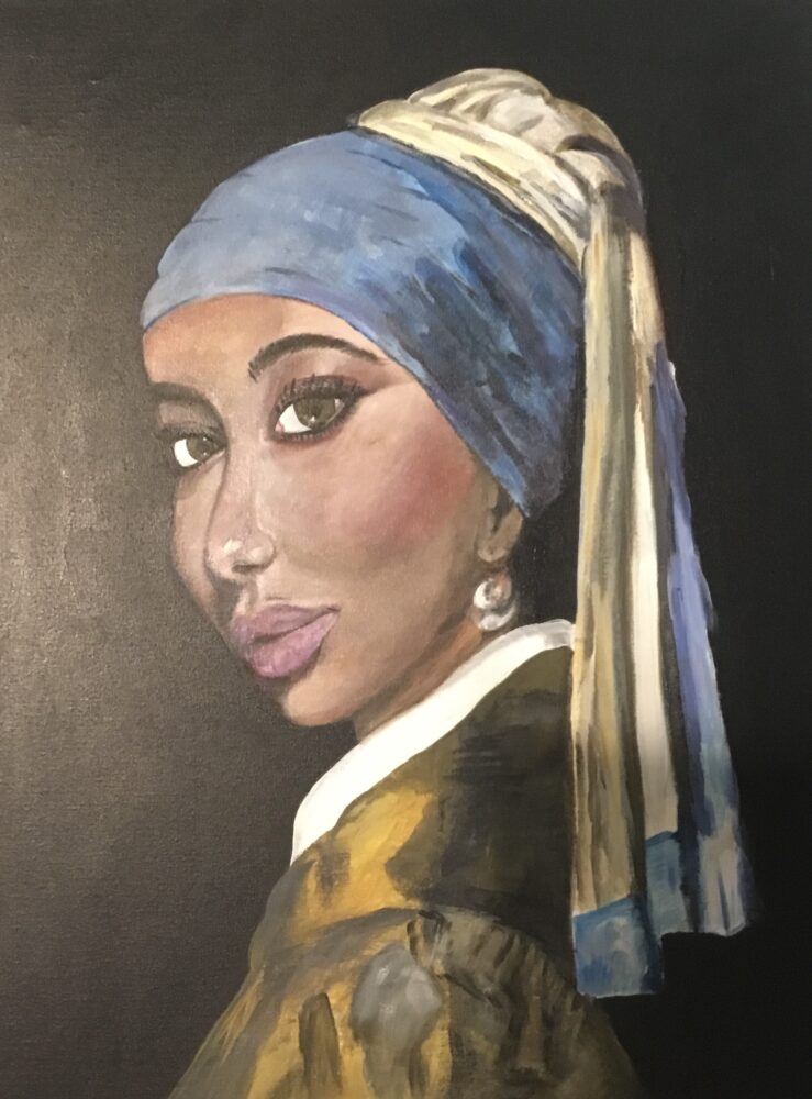 Woman with the Pearl Earring by M.J. Ferraro – Acrylic