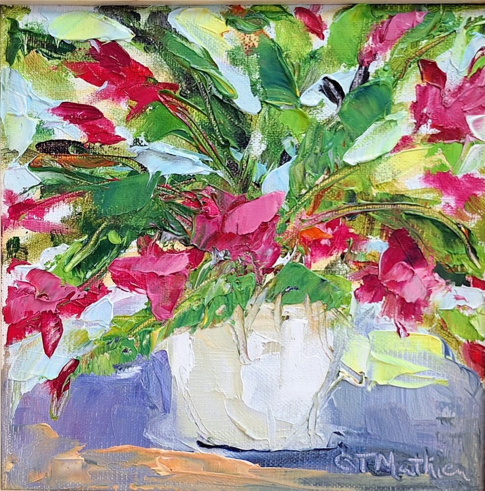 Christine Mathieu "Christmas Cactus White Vase"