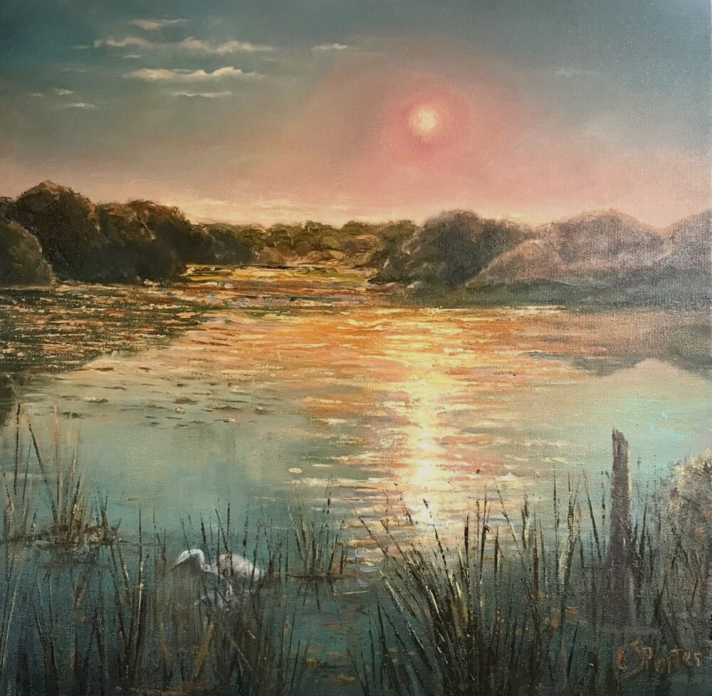 Elaine Porter "The Golden Hour at Annaquatucket Pond"