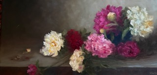 Sharon Smith "Peonies on Workbench"